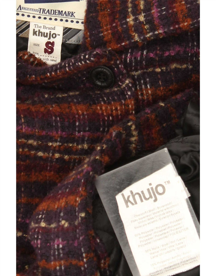 KHUJO Womens Overcoat UK 10 Small Multicoloured Check Polyester