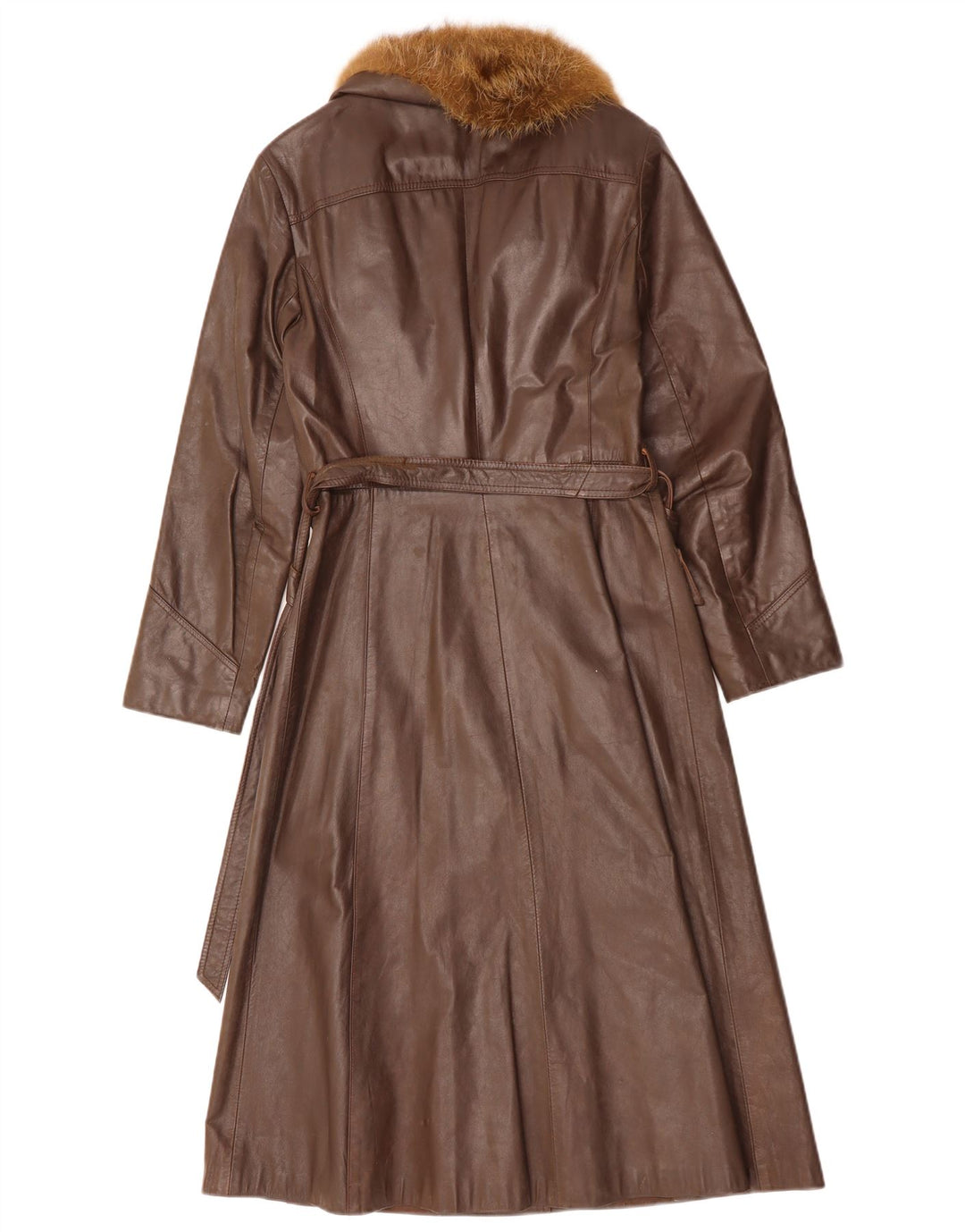 VINTAGE Womens Leather Coat UK 12 Medium Brown Leather