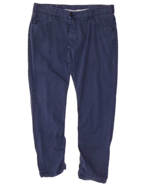 Zara Mens Slim Casual Trousers EU 46 XL W36 L27 Blue Cotton