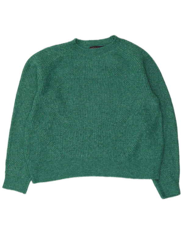 Marks & Spencer Womens Crew Neck Jumper Sweater UK 14 Medium Green Flecked
