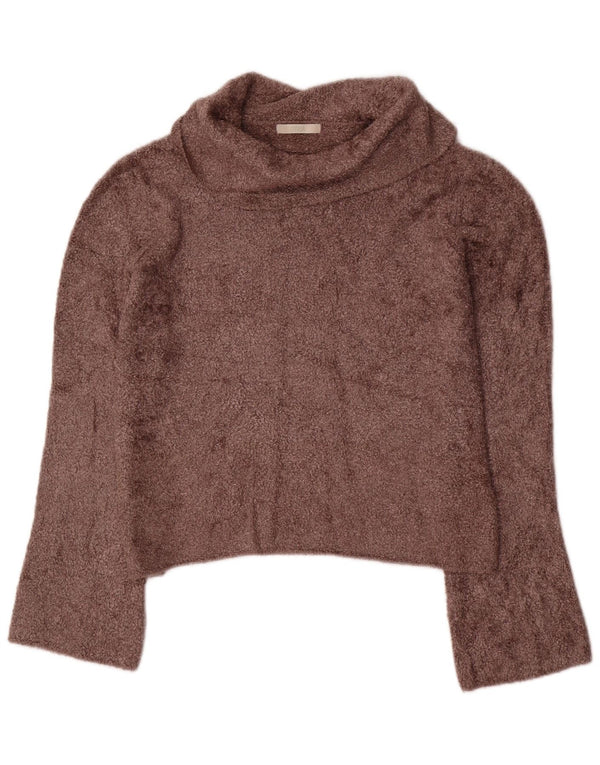 Marks & Spencer Womens Roll Neck Jumper Sweater UK 12 Medium Brown Viscose