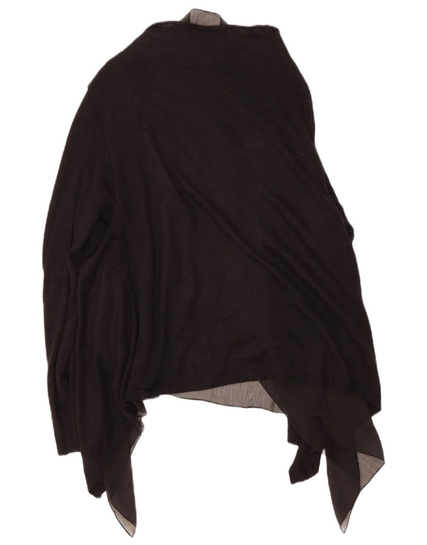 ZARA Womens Asymmetric Open Cardigan Sweater UK 12 Medium Black Acrylic