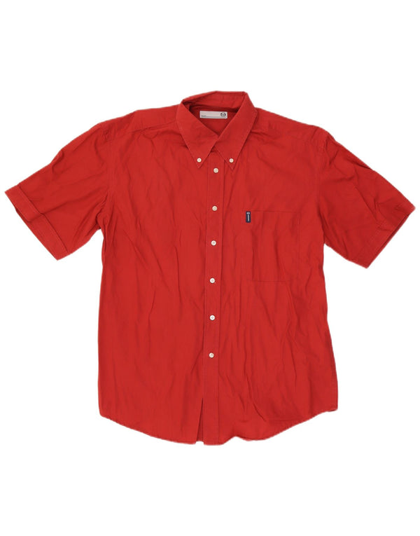 Sergio Tacchini Mens Short Sleeve Shirt Medium Red Cotton