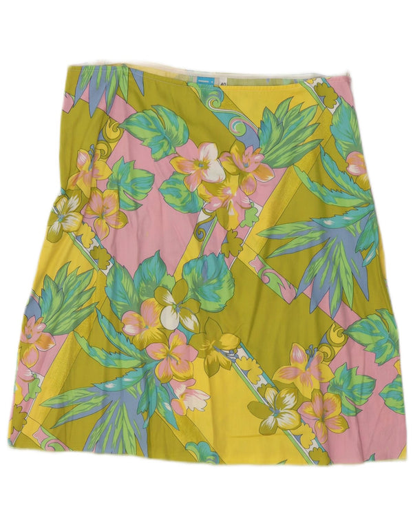Vintage Womens A-Line Skirt EU 40 Medium W30  Multicoloured Floral Cotton