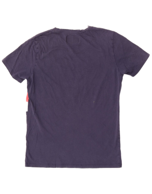 Jack & Jones Mens Graphic T-Shirt Top Large Navy Blue Colourblock