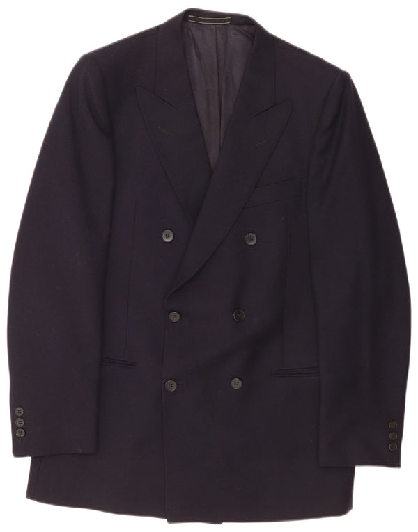 Facis Mens Double Breasted Blazer Jacket IT 50 Large Navy Blue Wool
