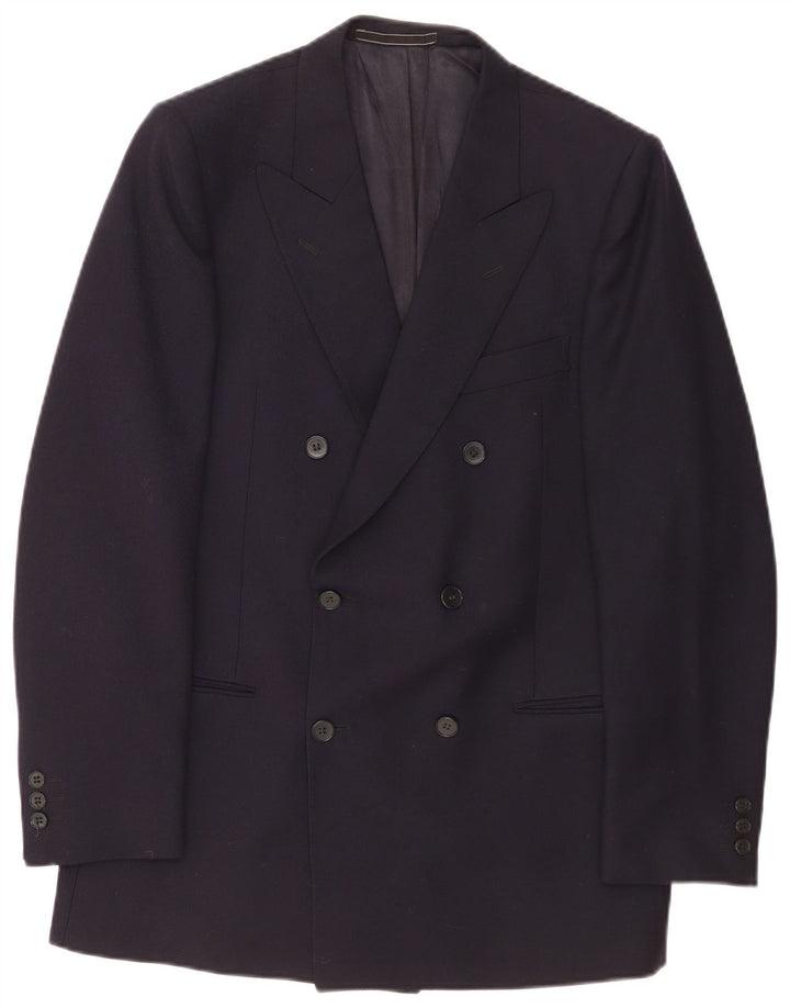 Facis Mens Double Breasted Blazer Jacket IT 50 Large Navy Blue Wool