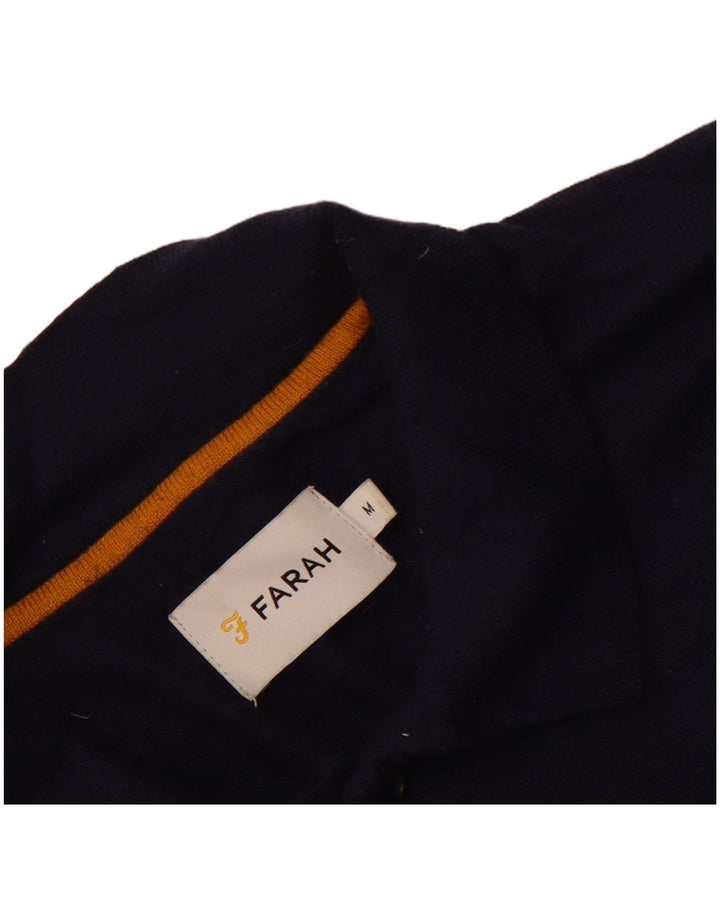 Farah Mens Short Sleeve Polo Neck Jumper Sweater Medium Navy Blue