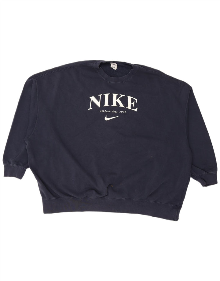 NIKE Womens Oversized Graphic Sweatshirt Jumper UK 16 Large Navy Blue