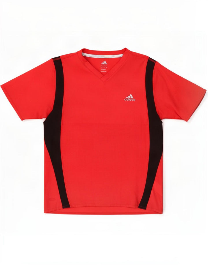 Adidas Mens T-Shirt Top Medium Red Colourblock Polyester