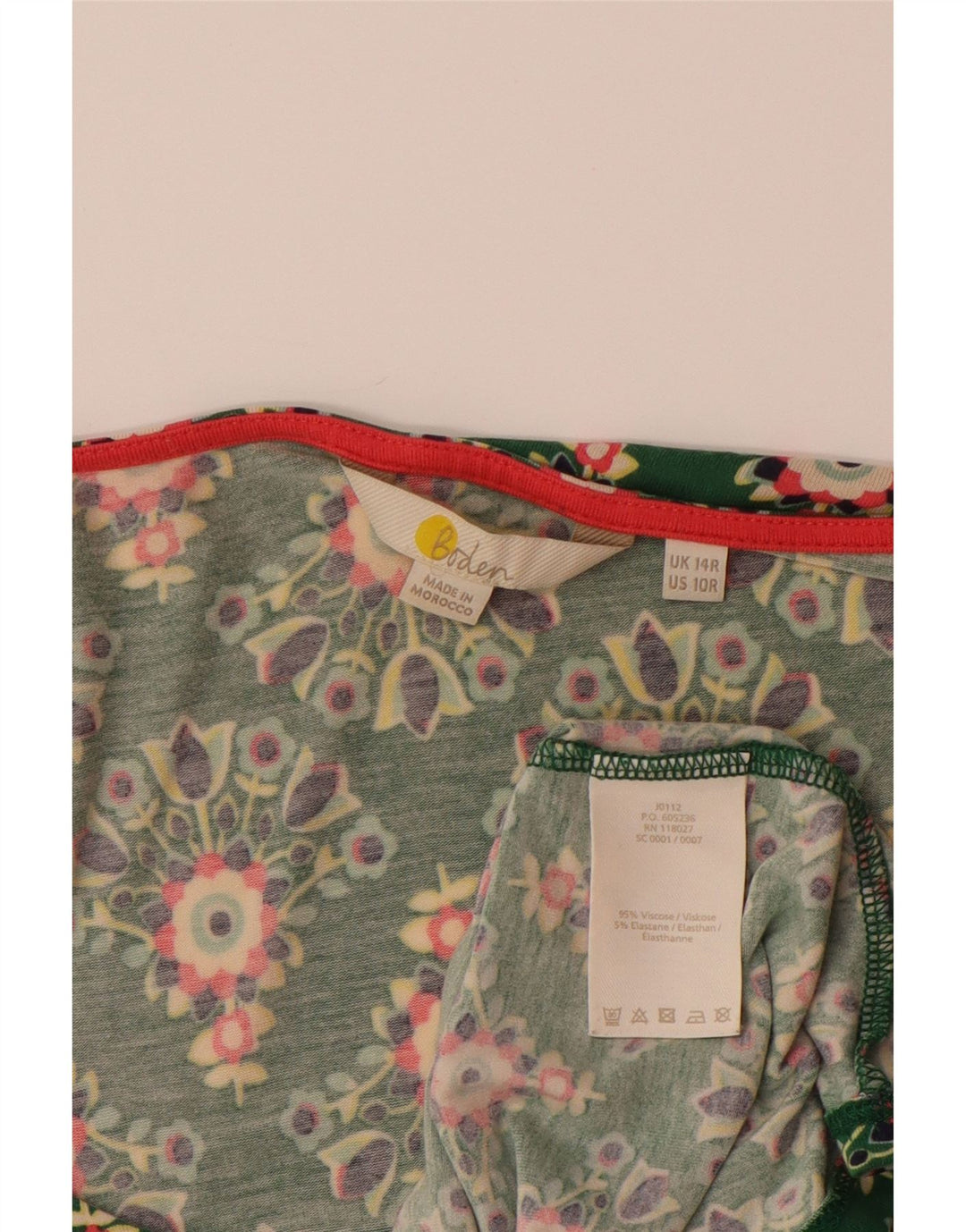 BODEN Womens 3/4 Sleeve A-Line Dress UK 14 Large  Green Floral Viscose