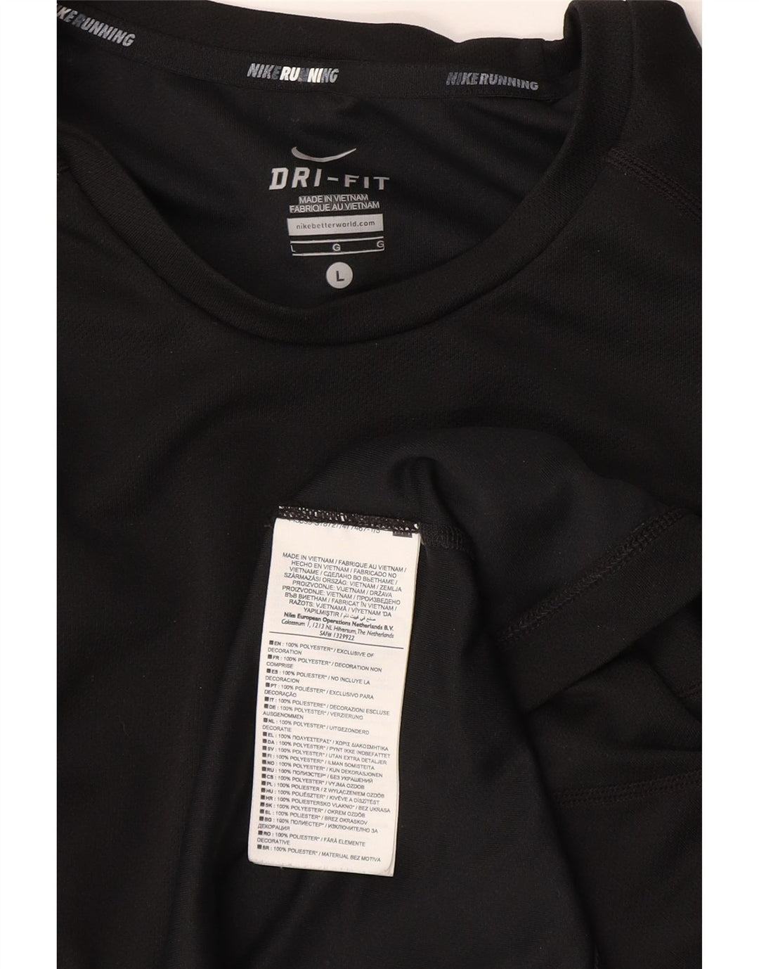 Nike Mens Dri Fit T-Shirt Top Large Black Polyester