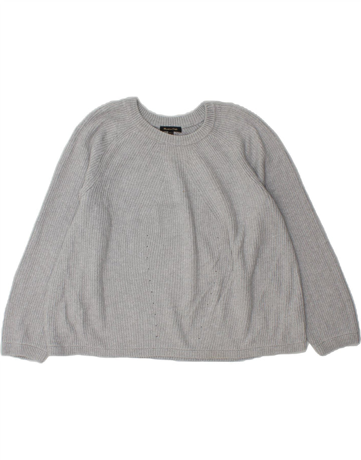 MASSIMO DUTTI Womens Oversized Boat Neck Jumper Sweater UK 14 Medium Grey Vintage Massimo Dutti and Second-Hand Massimo Dutti from Messina Hembry 
