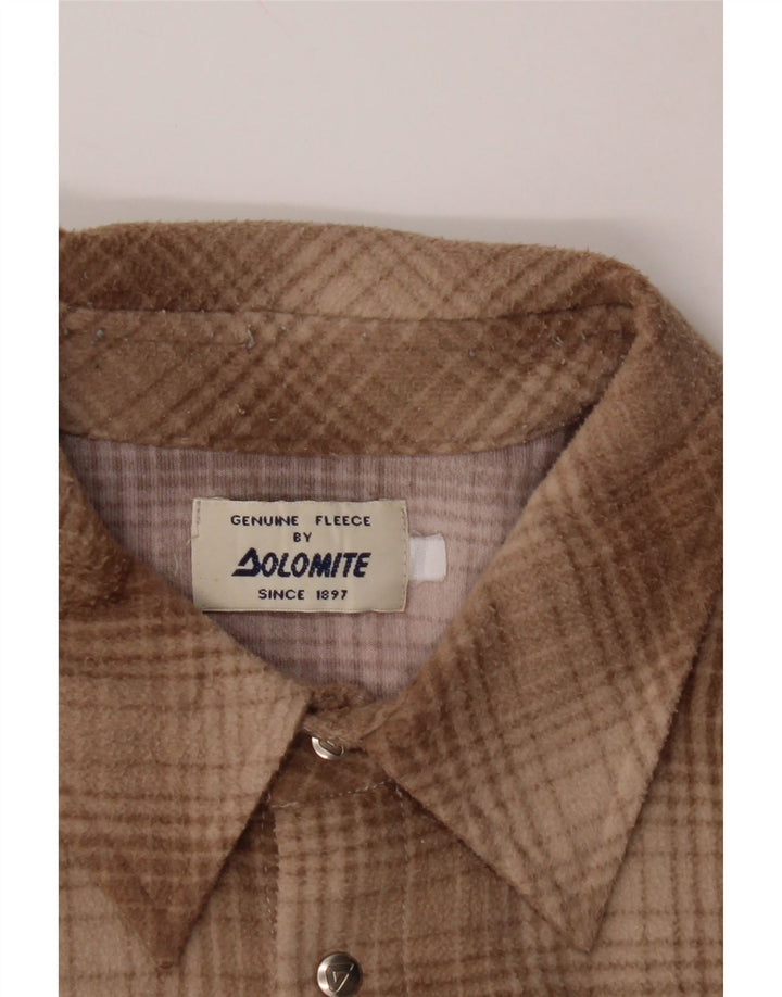 DOLOMITE Mens Flannel Shirt Large Beige Check