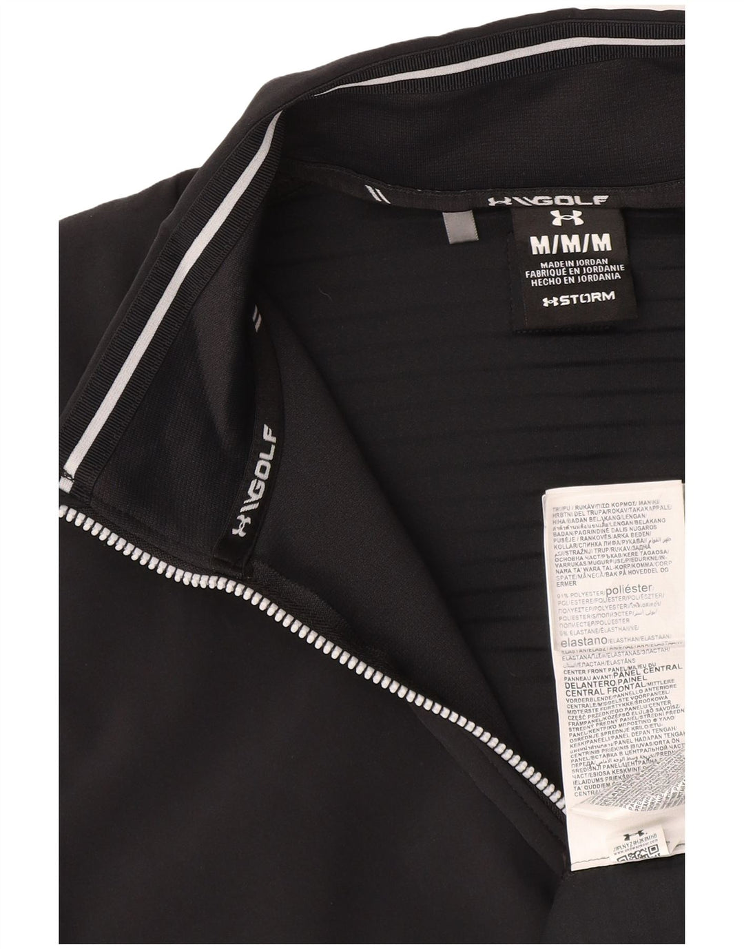 Under Armour Mens Zip Neck Sweatshirt Jumper Medium Black Polyester