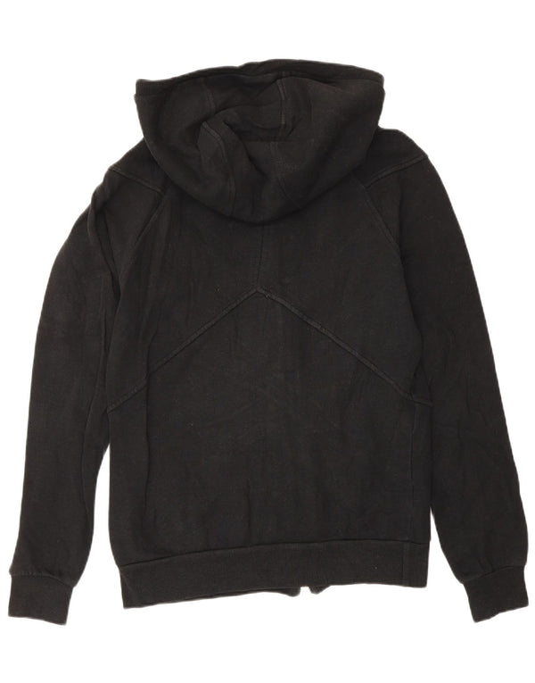 Armani Womens Zip Hoodie Sweater UK 16 Large Black Cotton