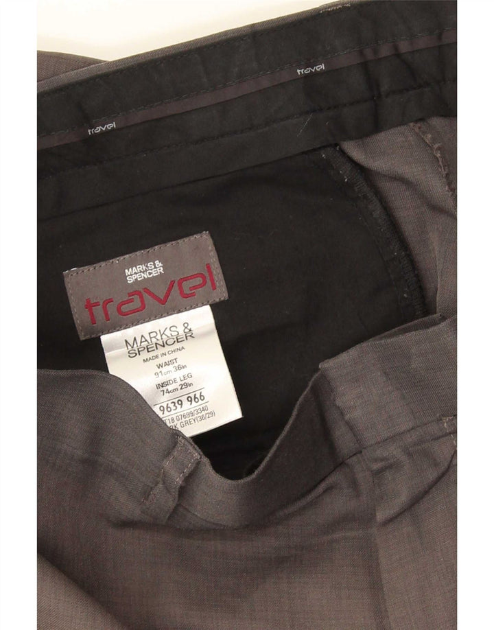 Marks & Spencer Mens Straight Chino Trousers W36 L29 Grey Polyester