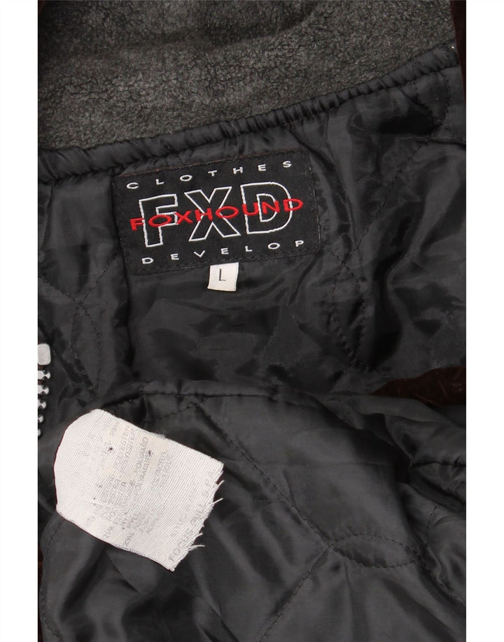 Foxhound Mens Hooded Bomber Jacket UK 40 Large Brown Colourblock Polyester