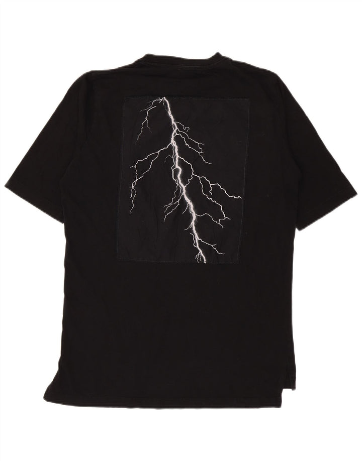 Diesel Mens Graphic T-Shirt Top Small Black Cotton