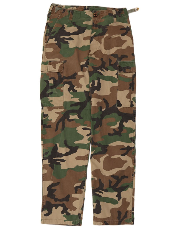 VINTAGE Mens Cargo Trousers Medium W32 L31 Khaki Camouflage Polyester