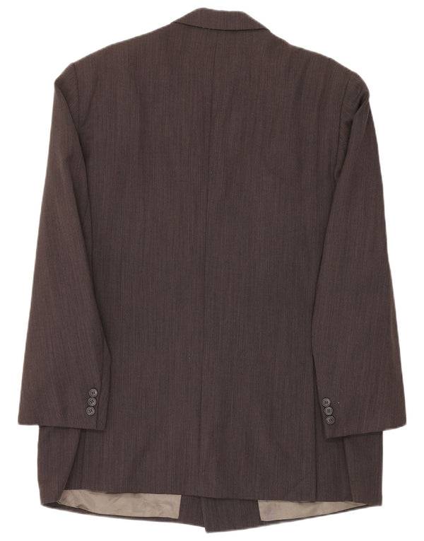 Trussardi Mens Double Breasted Blazer Jacket IT 52 XL Grey Pinstripe