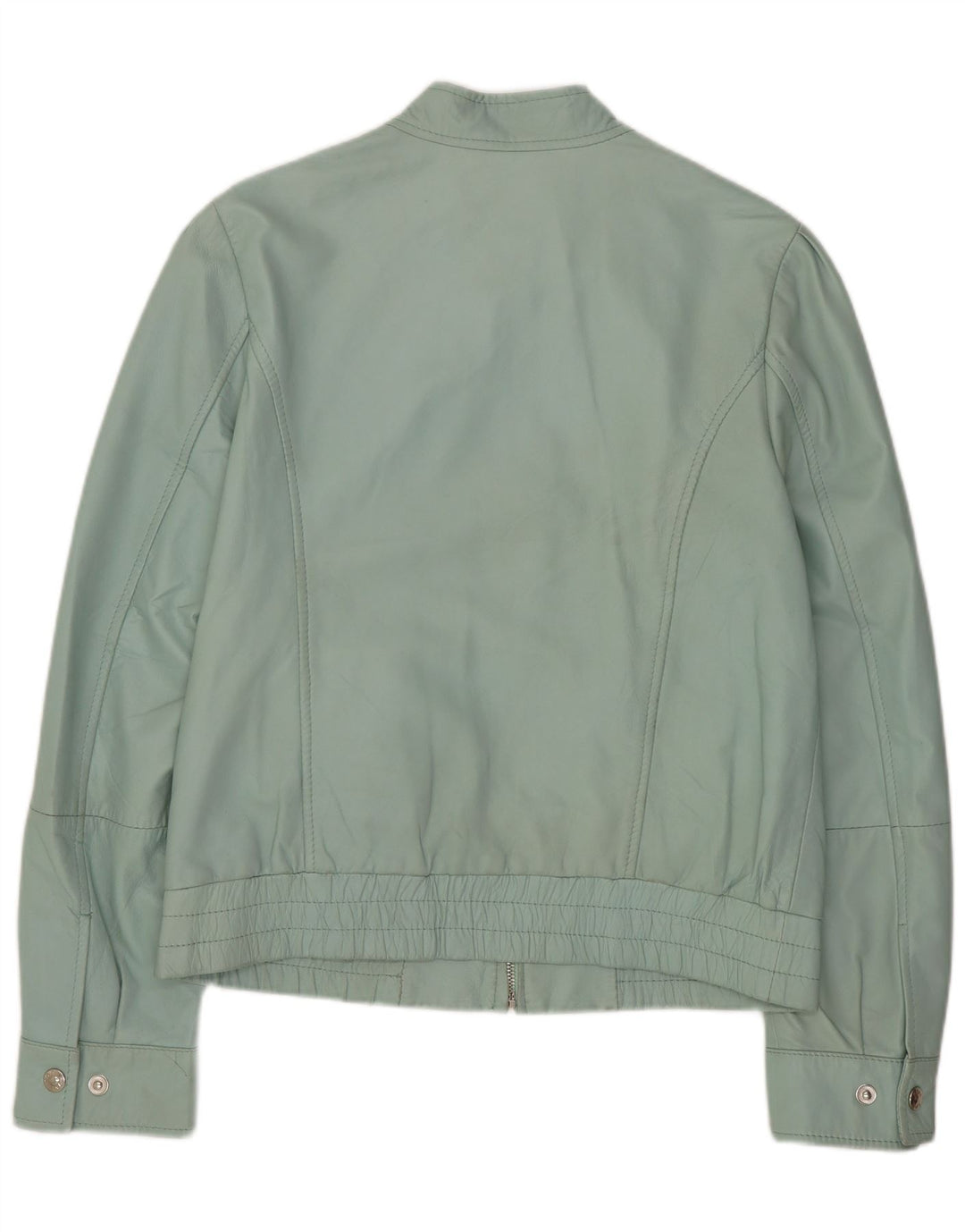 Conbipel Womens Leather Biker Jacket IT 44 Medium Green Leather