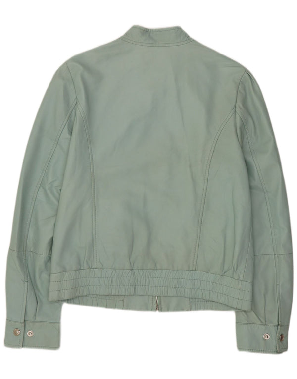 Conbipel Womens Leather Biker Jacket IT 44 Medium Green Leather