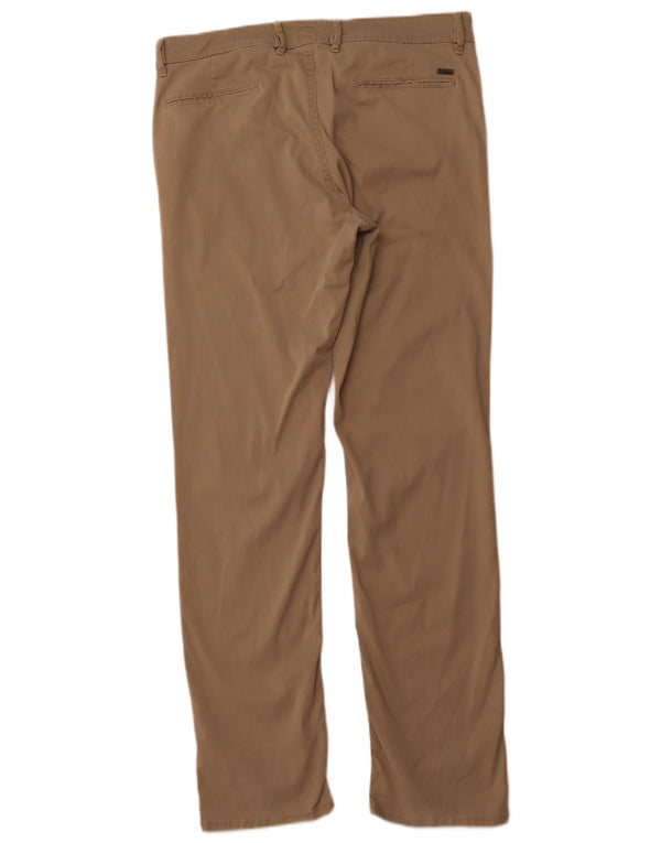 HUGO BOSS Mens Straight Chino Trousers W36 L34 Brown Cotton