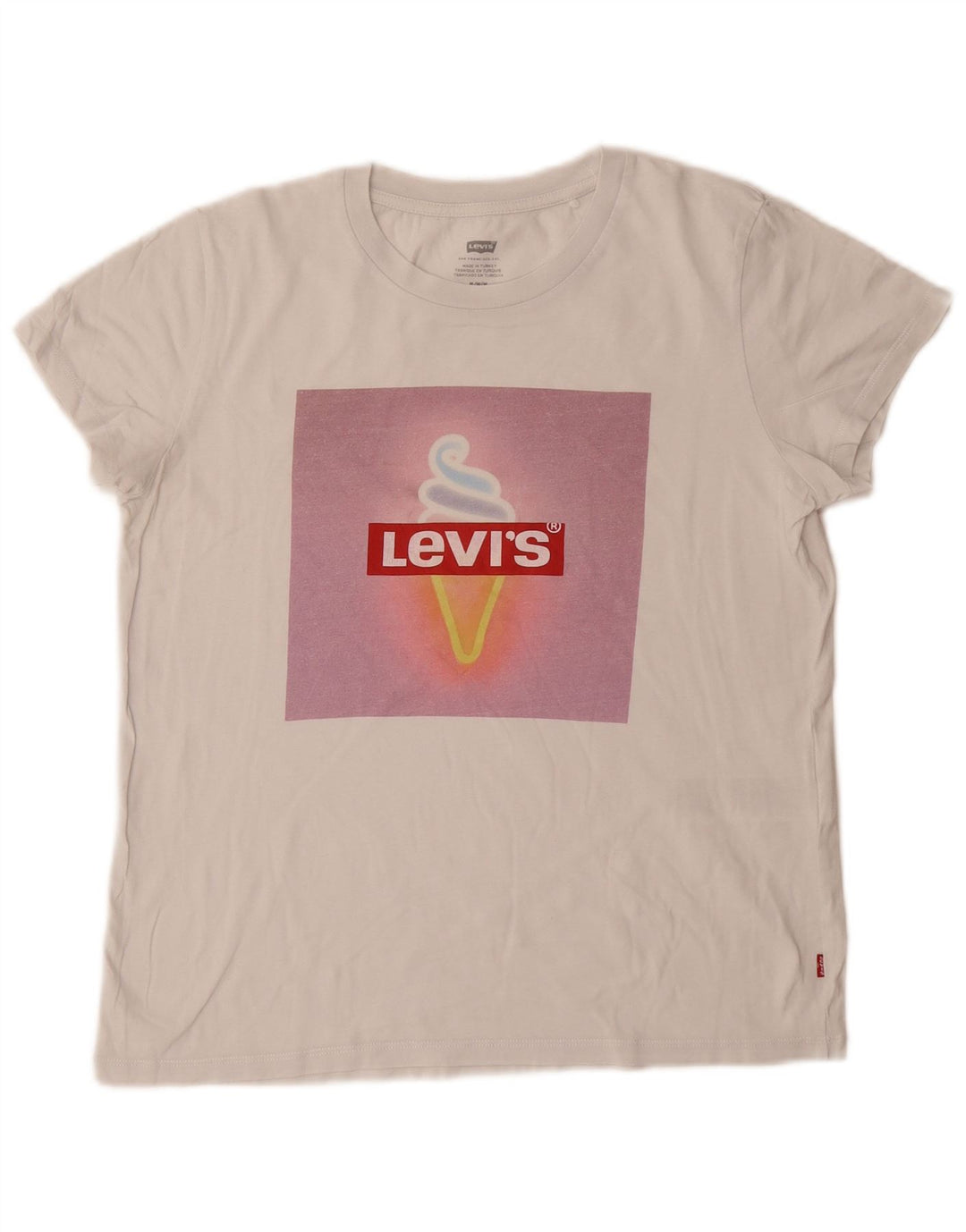 LEVI'S Womens Graphic T-Shirt Top UK 12 Medium White Cotton