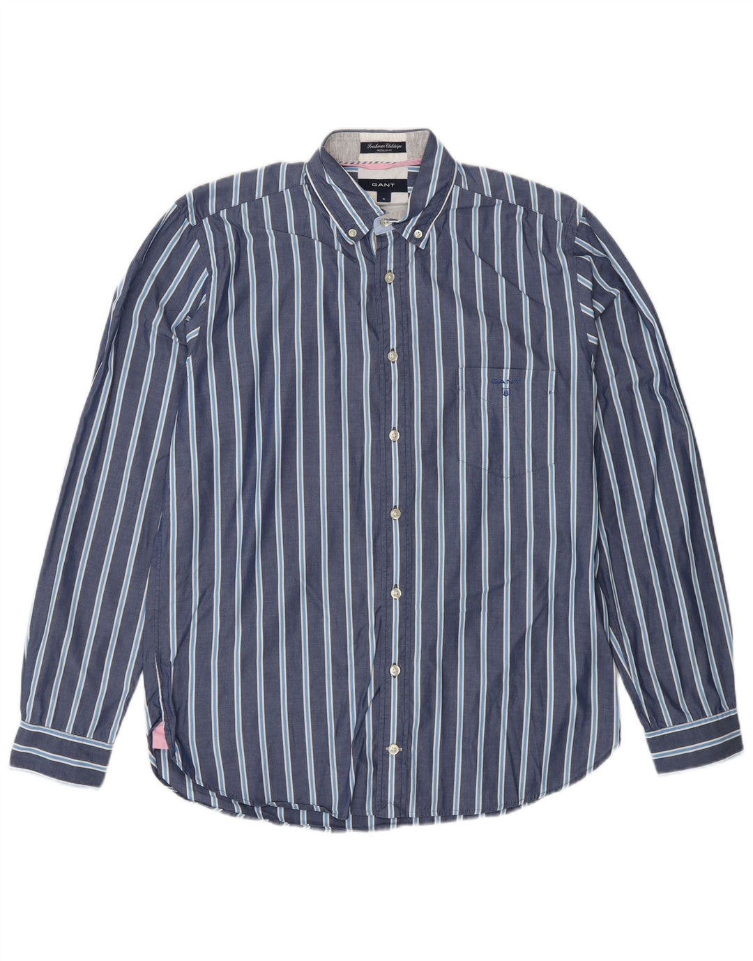 GANT Mens Regular Fit Shirt Small Navy Blue Striped Cotton