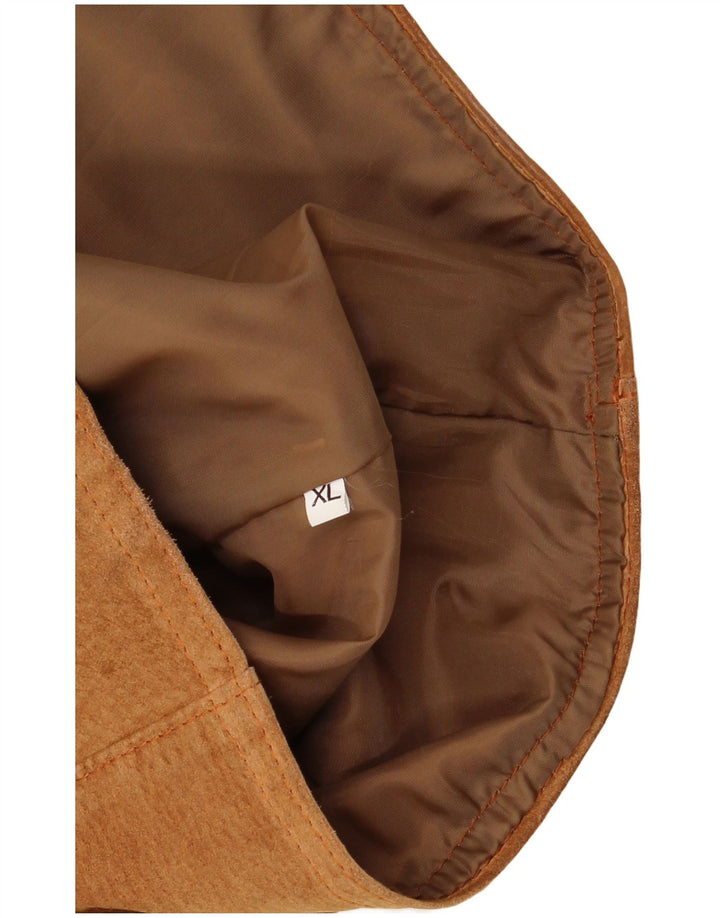 VINTAGE Womens Suede Gilet UK 18 XL Brown