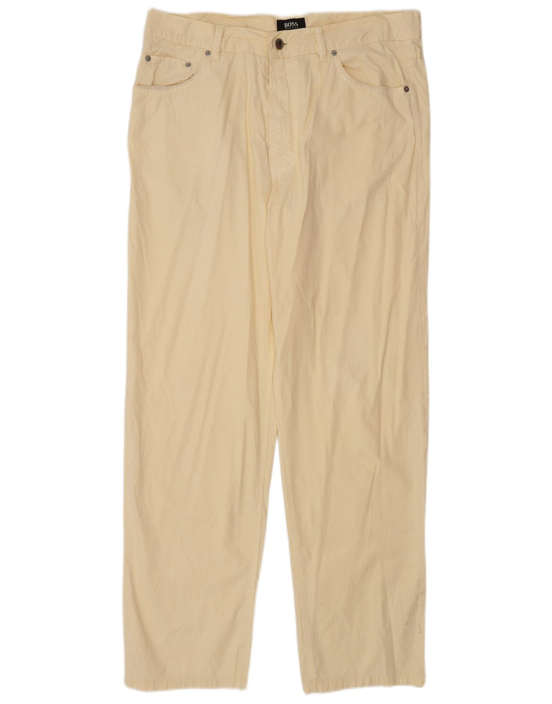 HUGO BOSS Mens Arkansas Straight Casual Trousers W36 L34 Off White Cotton