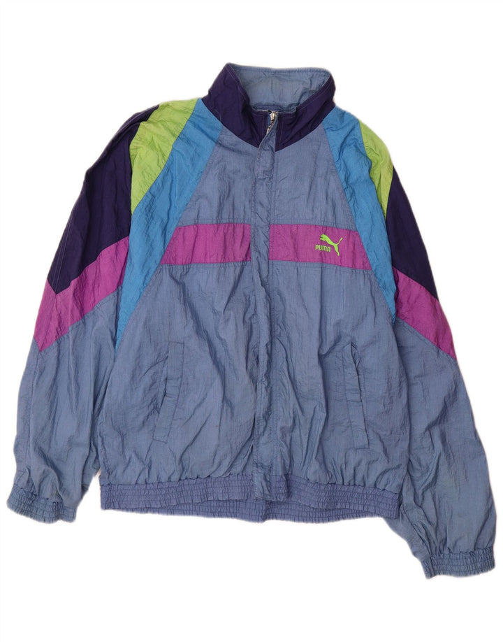 PUMA Mens Tracksuit Top Jacket Medium Blue Colourblock Polyamide