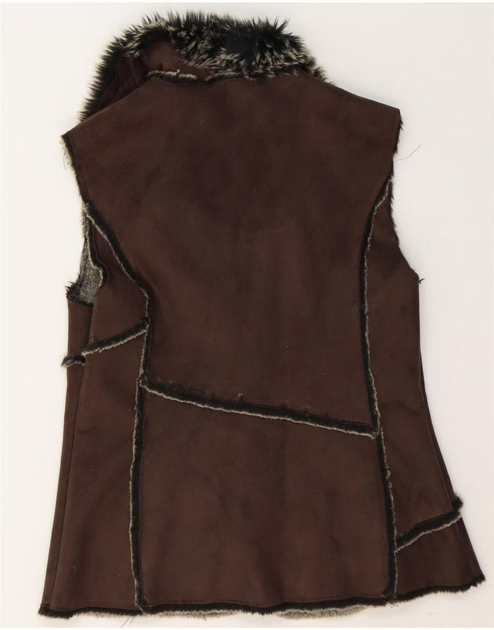 Debenhams Womens Sherpa Gilet UK 12 Medium Brown Polyester
