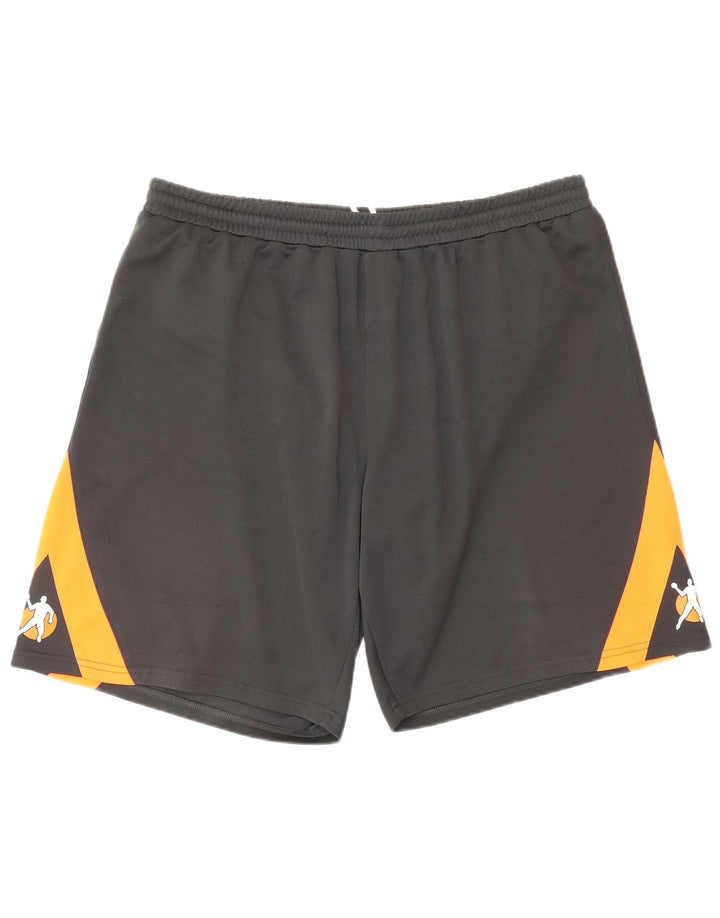 VINTAGE Mens Graphic Sport Shorts 2XL Grey Colourblock