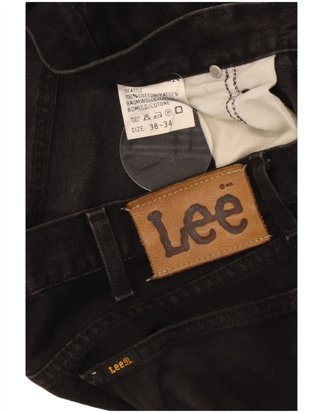 Lee Mens Seattle Straight Jeans W38 L30 Black Cotton