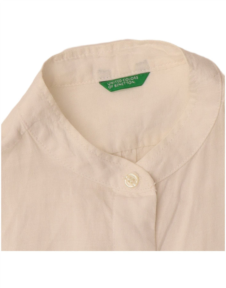 BENETTON Womens Longline Pullover Shirt UK 14 Medium Off White