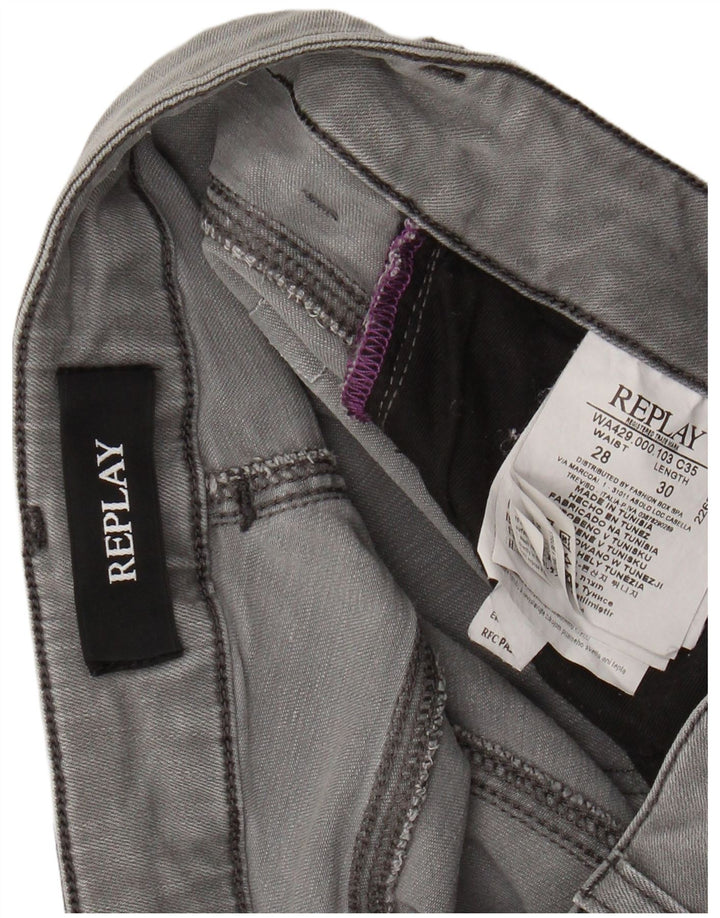 REPLAY Womens Slim Jeans W28 L30 Grey Cotton