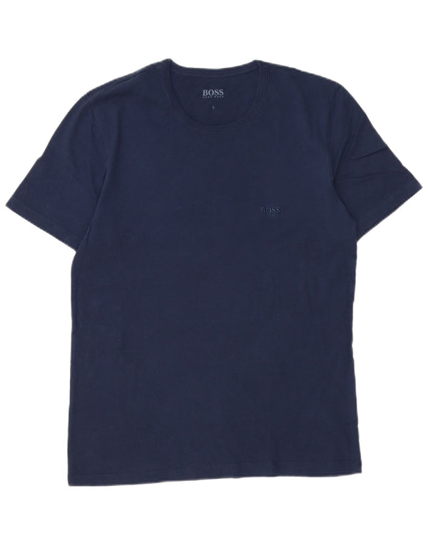 HUGO BOSS Mens T-Shirt Top Large Navy Blue Cotton