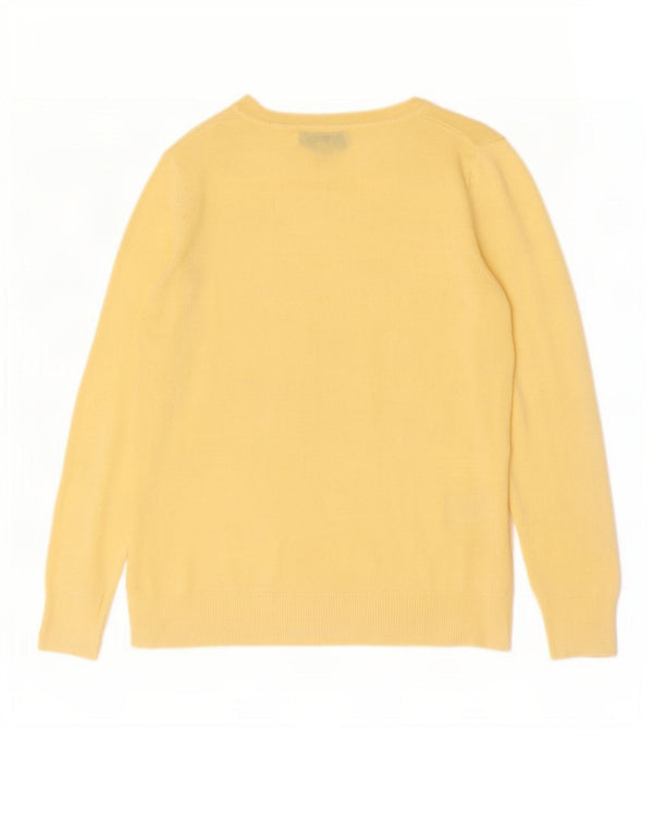Marks & Spencer Womens Boat Neck Jumper Sweater UK 8 Small Yellow Acrylic