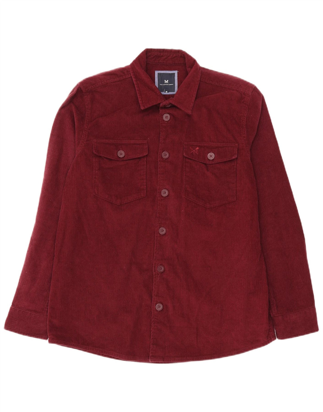 CREW CLOTHING Mens Corduroy Shirt Medium Burgundy Cotton