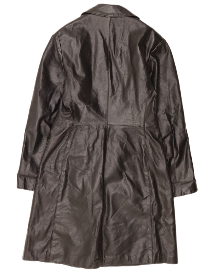 Vintage Womens Leather Coat IT 46 Large Black