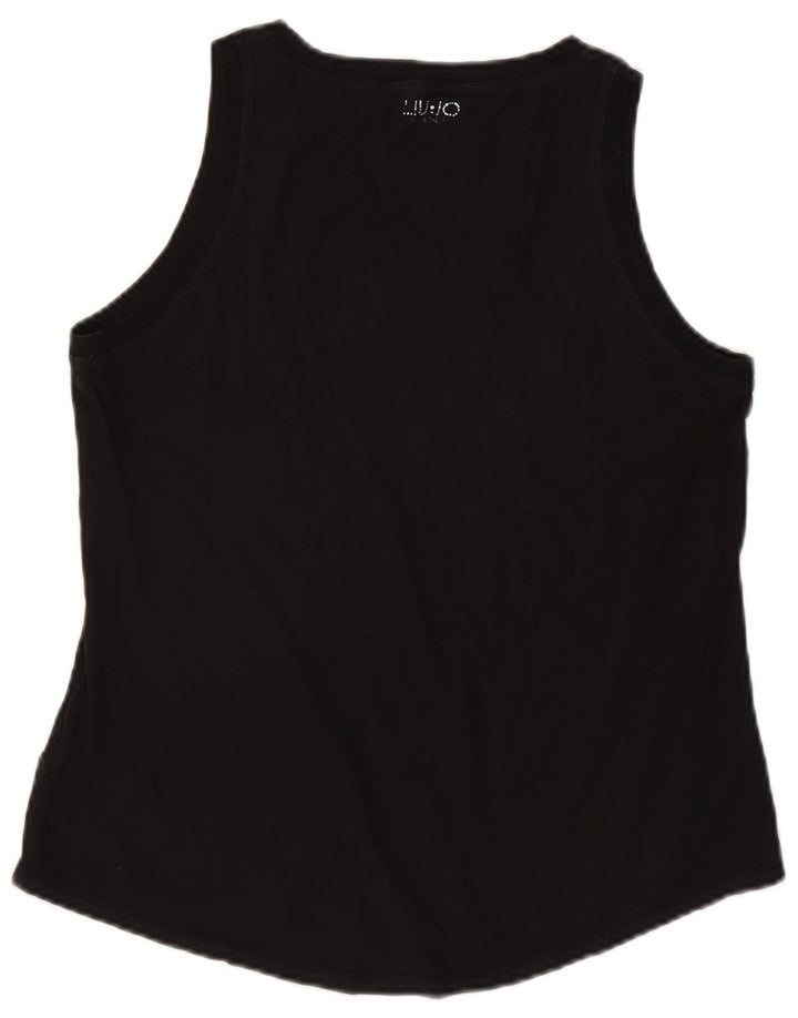 LIU JO Womens Graphic Vest Top UK 14 Medium Black