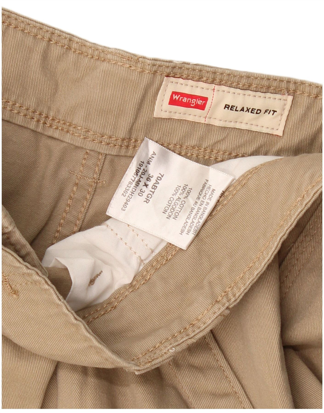 Wrangler Mens Relaxed Fit Cargo Trousers W36 L30 Beige Cotton