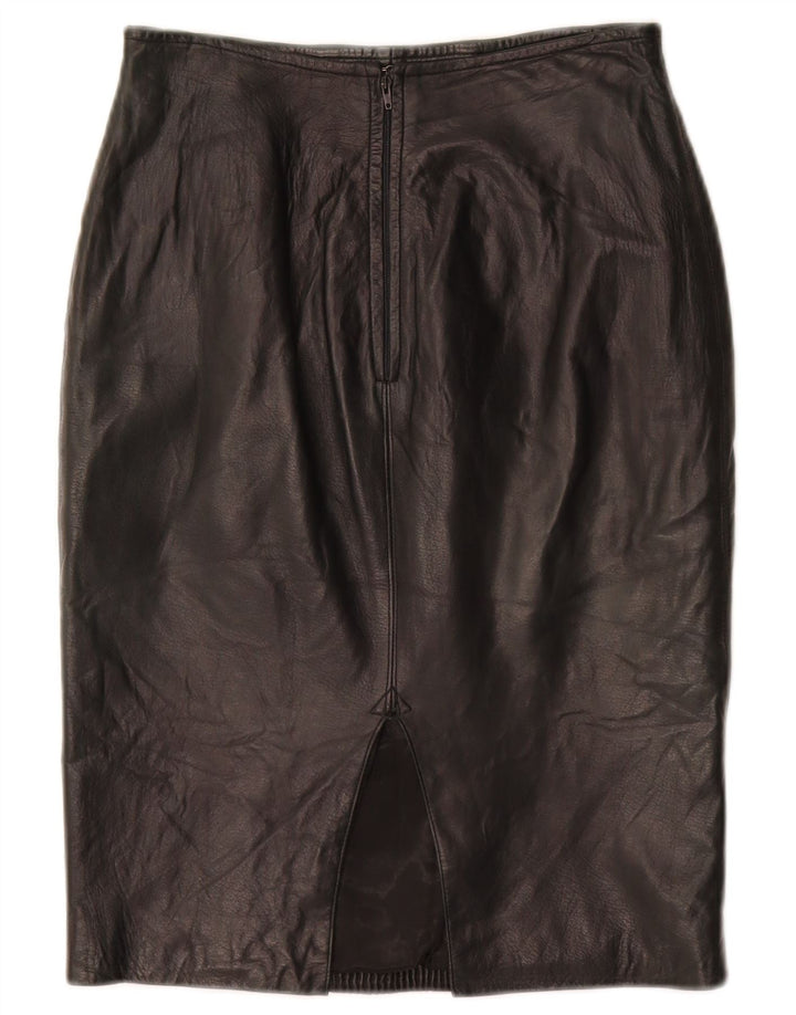 VINTAGE Womens Leather Skirt W26 Small  Black