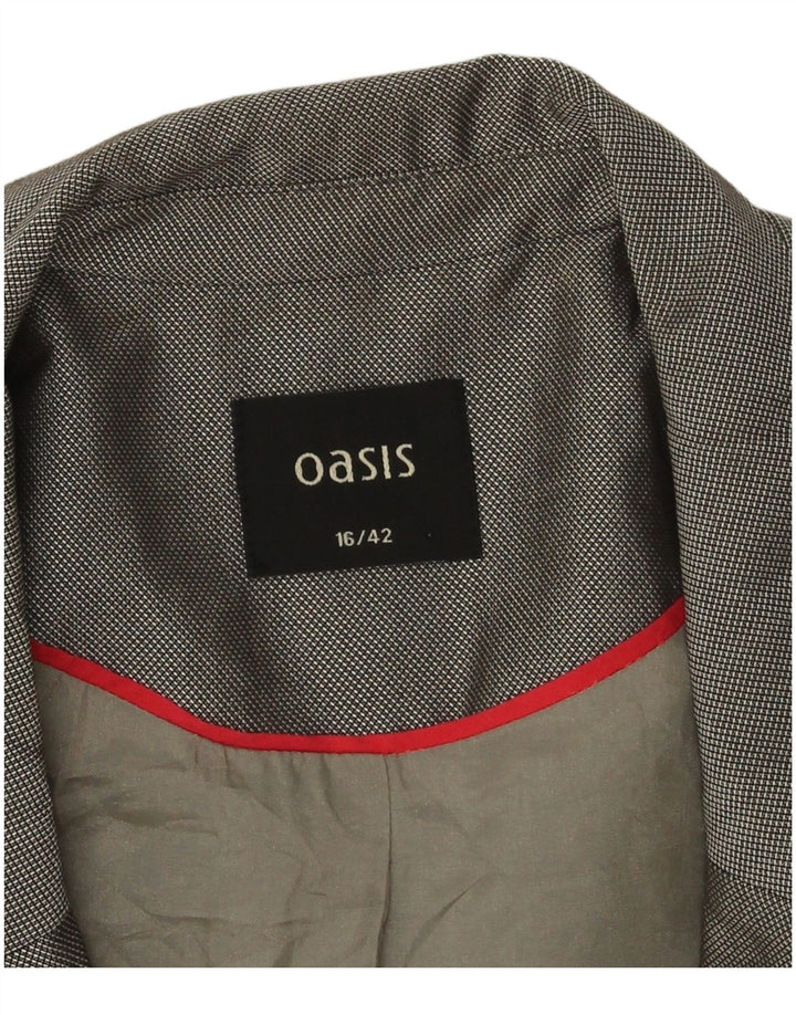 Oasis Womens 3/4 Sleeve 1 Button Blazer Jacket UK 16 Large  Grey Polyester