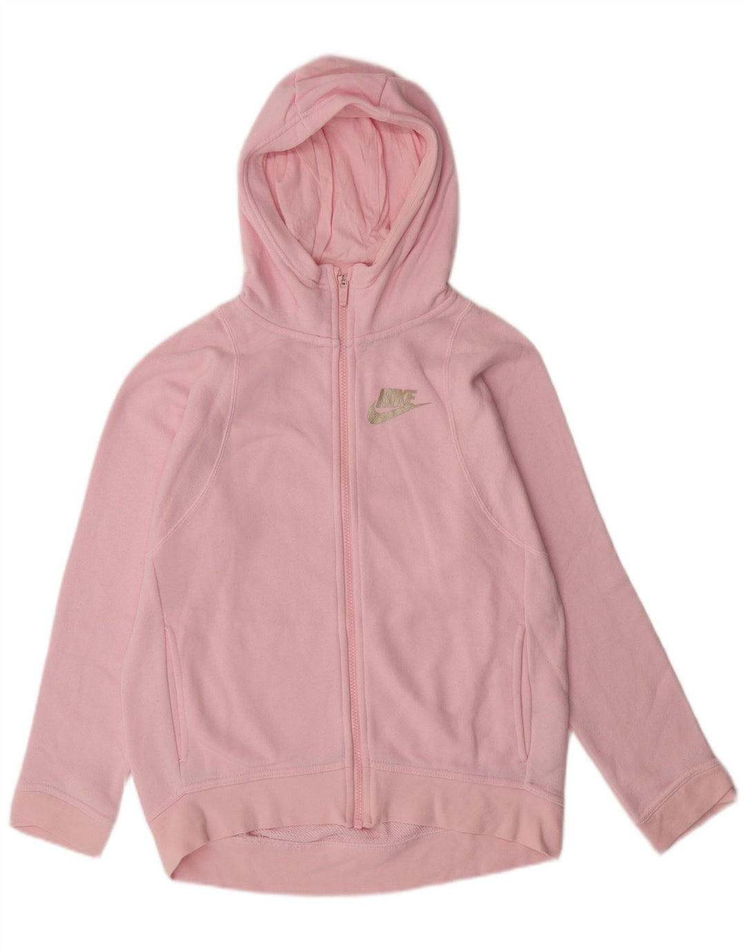 NIKE Girls Zip Hoodie Sweater 12-13 Years Large Pink Cotton