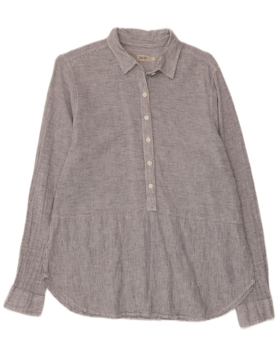 Dack's Womens Pullover Shirt UK 16 Large Grey Pinstripe Linen