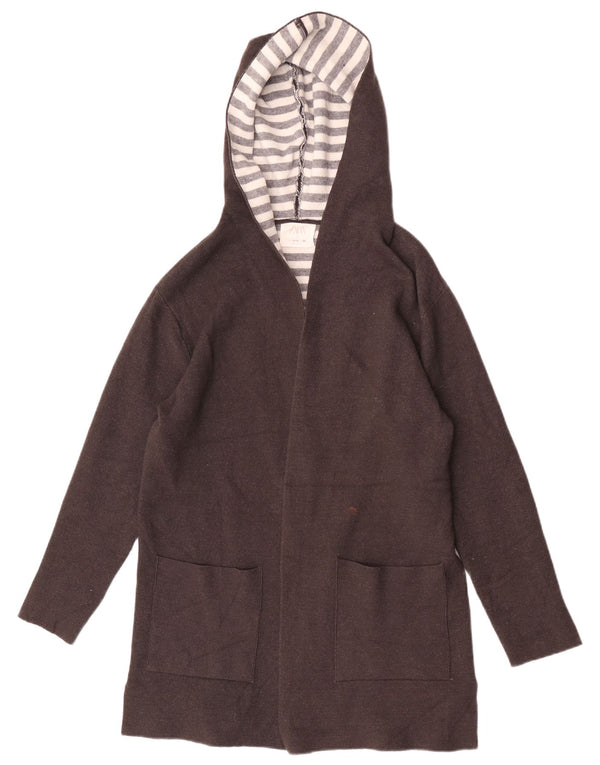 Zara Girls Hooded Longline Cardigan Sweater 13-14 Years Grey Viscose