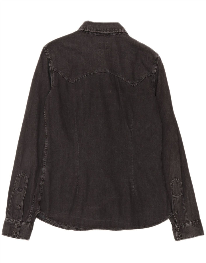 Lee Womens Denim Shirt UK 10 Small Black